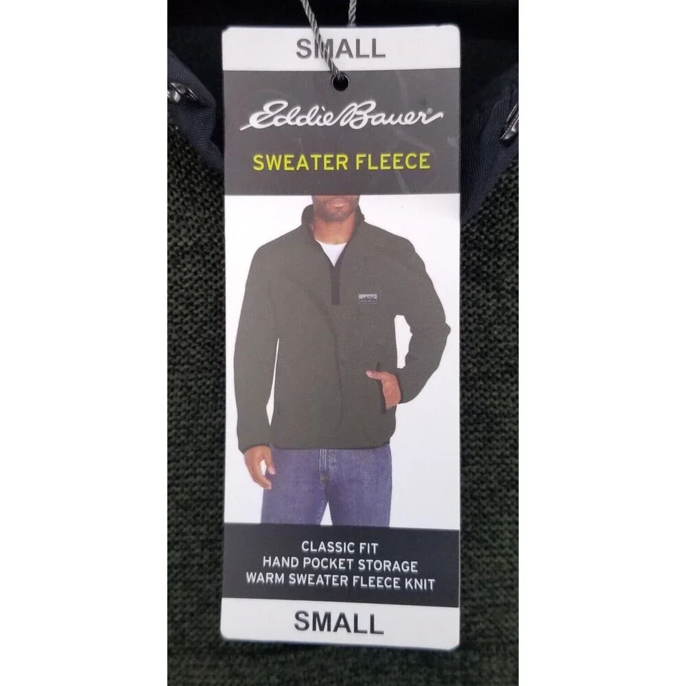 NWT Eddie Bauer Sweater Fleece Knit Hunter Forest Night Classic Fit Men's Small - Picture 3 of 6